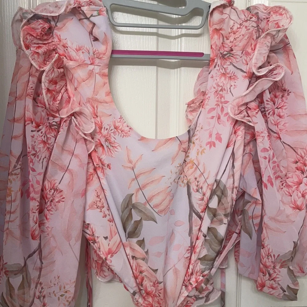 Floral Pink Ruffle Dress - Picture 6 of 6